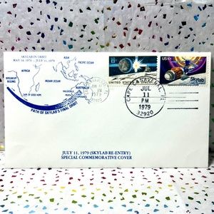 US POSTAL ERROR " Last Day" Commemorative Skylab Re-Entry